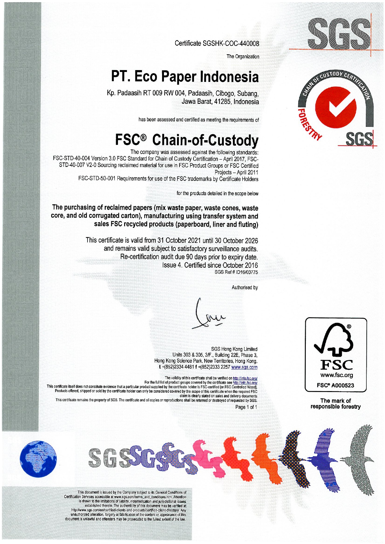 Sertifikat FSC Eco Paper